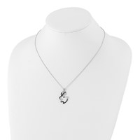 Cheryl M Sterling Silver Rhodium-plated Necklace with Black Rhodium Accent Brilliant-cut Black and White CZ Bunny Rabbit, 18" view 3