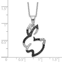 Cheryl M Sterling Silver Rhodium-plated Necklace with Black Rhodium Accent Brilliant-cut Black and White CZ Bunny Rabbit, 18" view 2