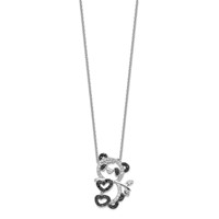 Cheryl M Sterling Silver Rhodium-plated Necklace with Black Rhodium Accent Brilliant-cut Black and White CZ Panda, 18" view 2