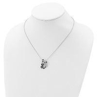 Cheryl M Sterling Silver Rhodium-plated Necklace with Black Rhodium Accent Brilliant-cut Black and White CZ Panda, 18" view 4