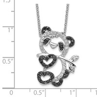 Cheryl M Sterling Silver Rhodium-plated Necklace with Black Rhodium Accent Brilliant-cut Black and White CZ Panda, 18" view 3