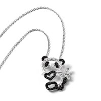 Cheryl M Sterling Silver Rhodium-plated Necklace with Black Rhodium Accent Brilliant-cut Black and White CZ Panda, 18" view 5