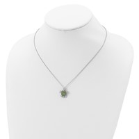 Cheryl M Sterling Silver Rhodium-plated Brilliant-cut Green Glass and Brilliant-cut White CZ Turtle Necklace, 18" view 3