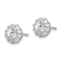 Cheryl M Sterling Silver Rhodium-plated Round Brilliant-cut CZ Halo Post Earrings view 2