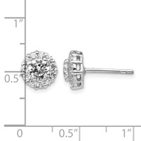 Cheryl M Sterling Silver Rhodium-plated Round Brilliant-cut CZ Halo Post Earrings view 4