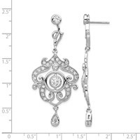 Cheryl M Sterling Silver Rhodium-plated Brilliant-cut Bezel CZ Fancy Chandelier Post Dangle Earrings view 4