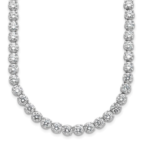 Cheryl M Sterling Silver Rhodium-plated Brilliant-cut CZ Necklace, 18"
