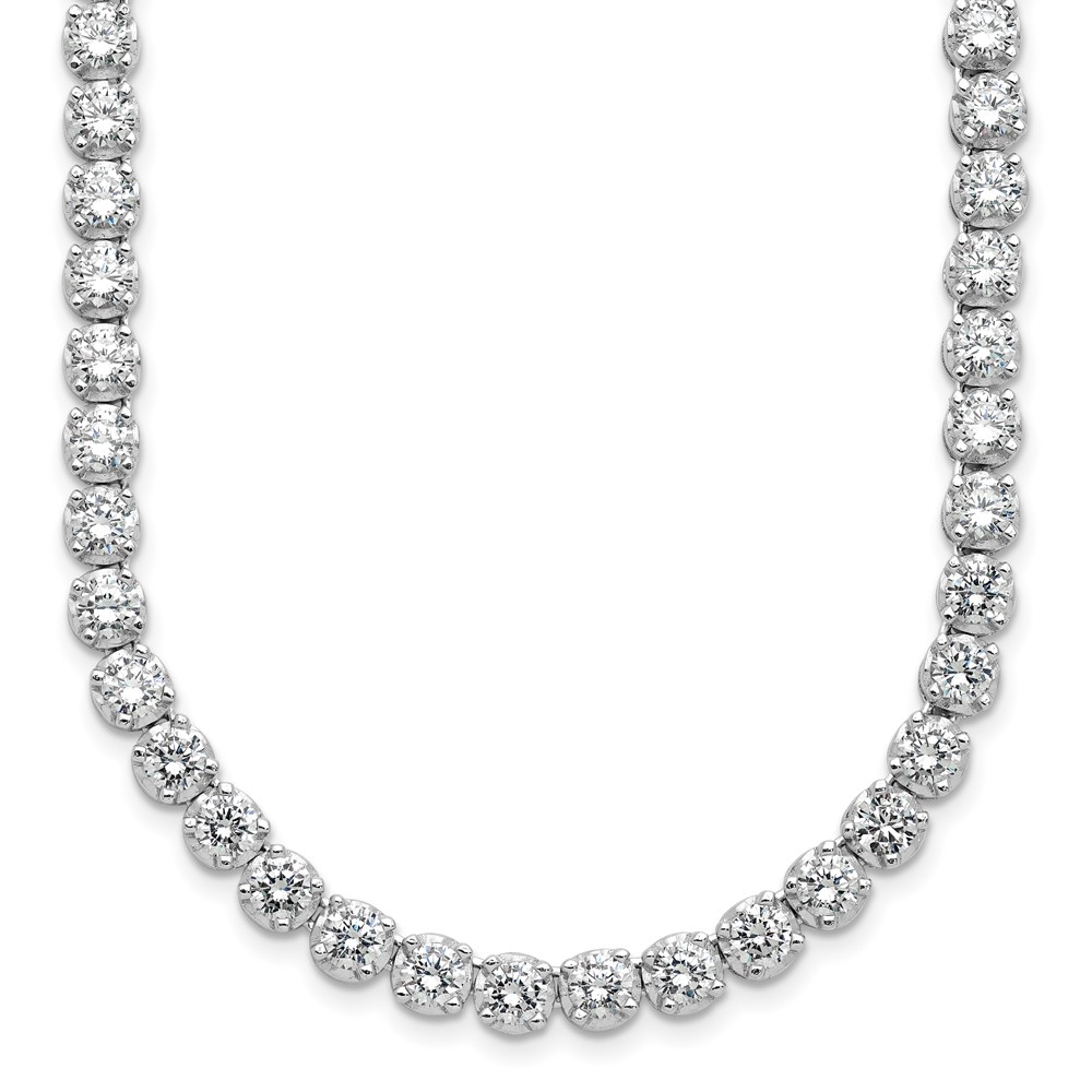 Sterling Silver Cheryl M Rhodium-plated CZ Necklace