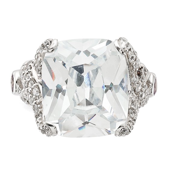 Sterling Silver CZ Square Ring