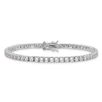 Cheryl M Sterling Silver Rhodium-plated Brilliant-cut CZ Tennis Bracelet, 7" view 3