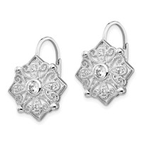 Cheryl M Sterling Silver Rhodium-plated Fancy Brilliant-cut CZ Leverback Earrings view 2