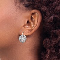 Cheryl M Sterling Silver Rhodium-plated Fancy Brilliant-cut CZ Leverback Earrings view 3
