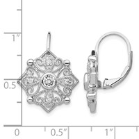 Cheryl M Sterling Silver Rhodium-plated Fancy Brilliant-cut CZ Leverback Earrings view 4