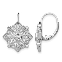 Cheryl M Sterling Silver Rhodium-plated Fancy Brilliant-cut CZ Leverback Earrings view 1