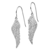 Cheryl M Sterling Silver Rhodium-plated Brilliant-cut CZ Angel Wing Shepherd Hook Dangle Earrings view 2