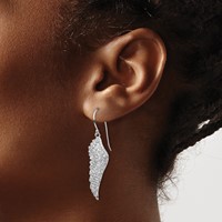 Cheryl M Sterling Silver Rhodium-plated Brilliant-cut CZ Angel Wing Shepherd Hook Dangle Earrings view 3