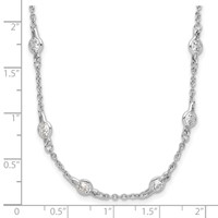 Cheryl M Sterling Silver Rhodium-plated Brilliant-cut Round CZ 42 Station Necklace, 36" view 3