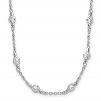 Cheryl M Sterling Silver Rhodium-plated Brilliant-cut Round CZ 42 Station Necklace, 36" view 1