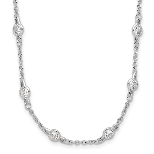 Cheryl M Sterling Silver Rhodium-plated Brilliant-cut Round CZ 42 Station Necklace, 36"