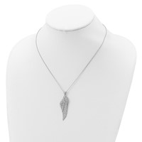 Cheryl M Sterling Silver Rhodium-plated Brilliant-cut CZ Angel Wing Necklace, 18" view 3