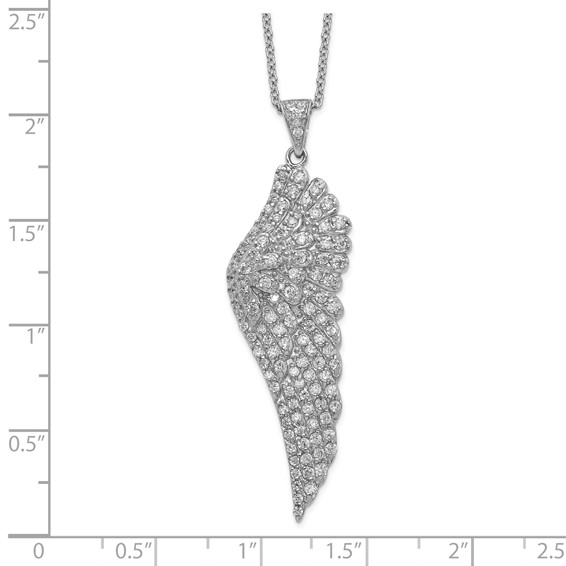 Cheryl M Sterling Silver Rhodium-plated Brilliant-cut CZ Angel Wing 18 Inch Necklace