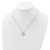 Cheryl M Sterling Silver Rhodium-plated Freshwater Cultured Pearl and Brilliant-cut CZ Crab Necklace, 18" view 4
