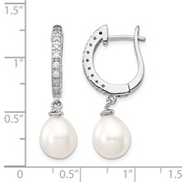 Cheryl M Sterling Silver Rhodium-plated Freshwater Cultured Pearl and Brilliant-cut CZ Dangle Earrings view 4