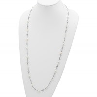 Cheryl M Sterling Silver Rhodium-plated Freshwater Cultured Pearl and Brilliant-cut CZ Bezel Station Necklace, 36" view 4