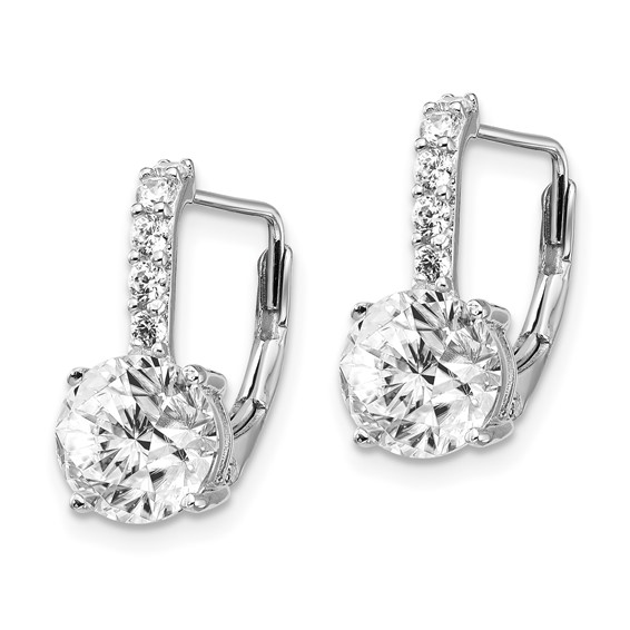 Cheryl M Sterling Silver Rhodium-plated Brilliant-cut CZ Leverback Earrings