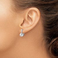 Cheryl M Sterling Silver Rhodium-plated Brilliant-cut CZ Leverback Earrings view 3