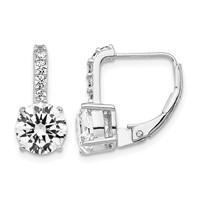 Cheryl M Sterling Silver Rhodium-plated Brilliant-cut CZ Leverback Earrings view 1