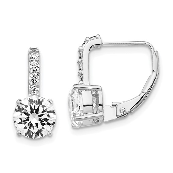 Cheryl M Sterling Silver Rhodium-plated Brilliant-cut CZ Leverback Earrings