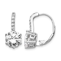 Cheryl M Sterling Silver Rhodium-plated Brilliant-cut CZ Leverback Earrings view 1