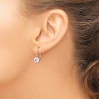 Cheryl M Sterling Silver Rose Gold-plated Brilliant-cut CZ Leverback Dangle Earrings view 3
