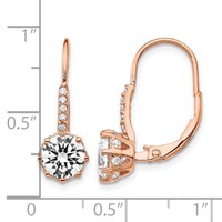 Cheryl M Sterling Silver Rose Gold-plated Brilliant-cut CZ Leverback Dangle Earrings view 4