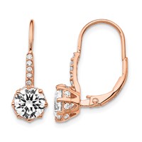 Cheryl M Sterling Silver Rose Gold-plated Brilliant-cut CZ Leverback Dangle Earrings view 1