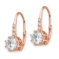 Cheryl M Sterling Silver Rose Gold-plated Brilliant-cut CZ Leverback Dangle Earrings view 2