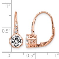 Cheryl M Sterling Silver Rose Gold-plated Brilliant-cut CZ Leverback Dangle Earrings view 4
