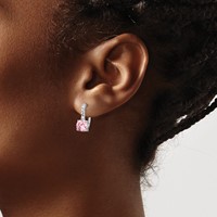 Cheryl M Sterling Silver Rhodium-plated Pink and White Brilliant-cut CZ Leverback Earrings view 3