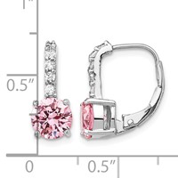 Cheryl M Sterling Silver Rhodium-plated Pink and White Brilliant-cut CZ Leverback Earrings view 4