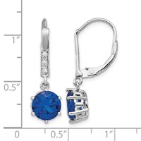 Cheryl M Sterling Silver Rhodium-plated Brilliant-cut Lab Created Dark Blue Spinel and Brilliant-cut White CZ Leverback Dangle Earrings view 4