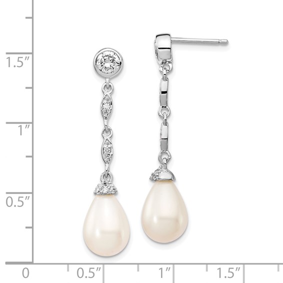 Sterling Silver FWC Pearl Dangle Post Earrings
