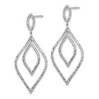Cheryl M Sterling Silver Rhodium-plated Brilliant-cut CZ Fancy Flames Post Dangle Earrings view 2