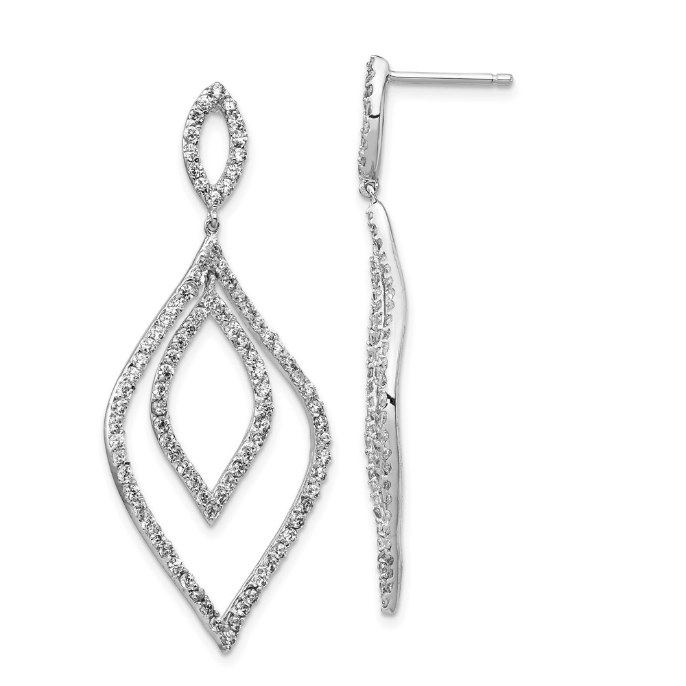 Cheryl M Sterling Silver Rhodium Plated CZ Flames Dangle Post Earrings
