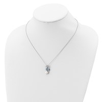 Cheryl M Sterling Silver Rhodium-plated Enameled Freshwater Cultured Pearl and Brilliant-cut CZ Seahorse Necklace, 18" view 4