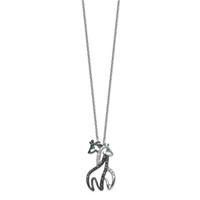 Cheryl M Sterling Silver Rhodium-plated Necklace with Black Rhodium Accent Brilliant-cut Black Green and White CZ Giraffes, 18" view 2