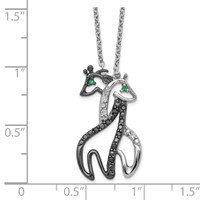 Cheryl M Sterling Silver Rhodium-plated Necklace with Black Rhodium Accent Brilliant-cut Black Green and White CZ Giraffes, 18" view 3
