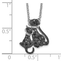 Cheryl M Sterling Silver Rhodium-plated Necklace with Black Rhodium Accent Brilliant-cut Black CZ Cats, 18" view 2