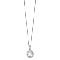 Cheryl M Sterling Silver Rhodium-plated Brilliant-cut Teardrop CZ Halo Necklace, 18" view 2