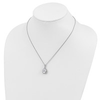 Cheryl M Sterling Silver Rhodium-plated Brilliant-cut Teardrop CZ Halo Necklace, 18" view 4